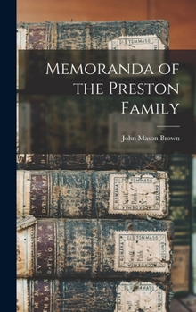 Hardcover Memoranda of the Preston Family Book
