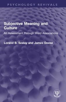 Paperback Subjective Meaning and Culture: An Assessment Through Word Associations Book