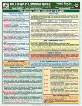Pamphlet Laminated Quick-Card: CA Preliminary Notice Book