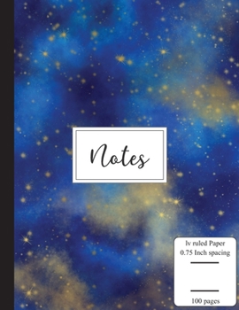 Notes: Low Vision Notebook | 0.75 Inch LV Ruled Paper | Full Size Bold Large Print Lined | Page Numbers | Goldenrod Endeavour Cover