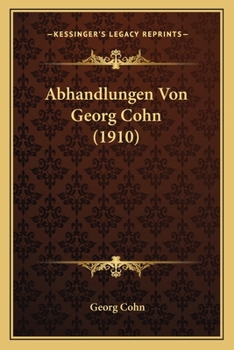 Paperback Abhandlungen Von Georg Cohn (1910) [German] Book