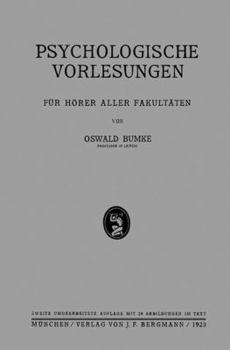 Paperback Psychologische Vorlesungen: Für Hörer Aller Fakultäten [German] Book