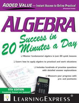 Paperback Algebra Success in 20 Minutes a Day Book
