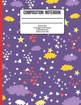 Paperback Composition Notebook Wide Ruled: Stars 110 Pages Book