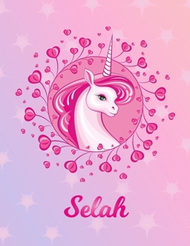 Paperback Selah: Unicorn Large Blank Primary Sketchbook Paper - Pink Purple Magical Horse Personalized Letter S Initial Custom First Na Book