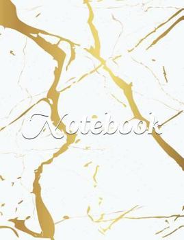 Paperback Notebook: White Marble and Gold Notebook Book