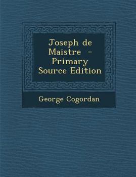 Paperback Joseph de Maistre [French] Book