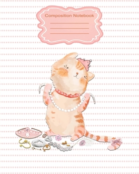Composition Notebook: Kitty Cat Jewels School Wide Ruled Interior Primary Notebook