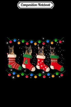 Composition Notebook: German Shepherd Stocking Christmas Lights Funny Socks Xmas  Journal/Notebook Blank Lined Ruled 6x9 100 Pages