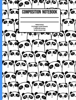 Paperback Composition Notebook Wide Ruled: Panda 110 Pages Book
