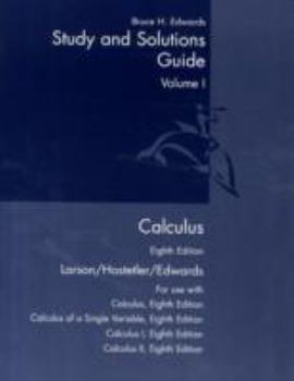 Paperback Student Study and Solutions Guide, Volume 1 for Larson/Hostetler/Edwards' Calculus, 8th Book