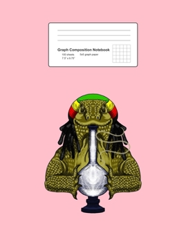 Paperback Graph Composition Notebook: Math, Physics, Science Exercise Book - Rasta Iguana Smoking Marijuana Bong Funny Weed Stoner Gift - Pink 5x5 Graph Pap Book