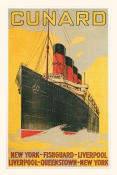 Paperback Vintage Journal Cunard Line with Yellow Background Travel Poster Book