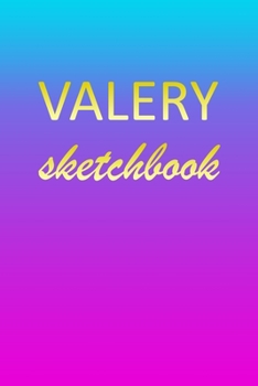 Paperback Valery: Sketchbook - Blank Imaginative Sketch Book Paper - Pink Blue Gold Custom Letter V Personalized Cover - Teach & Practic Book