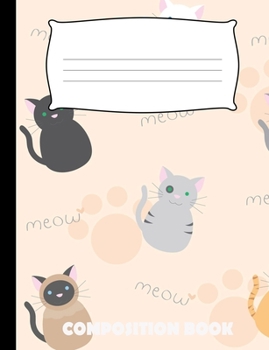 Paperback Composition Book: Kwaii Kitty Composition Notebook Wide Ruled Book