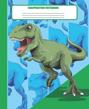 Paperback Composition Notebook: Wide Lined Ruled Paper Page Notebook and Journal for Boys with Funny T-rex Dinosaur, Perfect Workbook for Writing Note Book