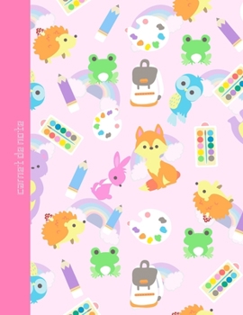 Paperback Carnet de note: Journal Lign? format a4 - cahier de 110 pages - livre broch? rose, couverture animaux multicolors: hibou, renard, gren [French] Book