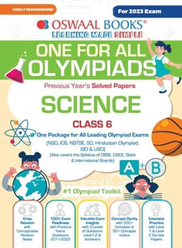 Paperback Oswaal One For All Olympiad Previous Years' Solved Papers, Class-6 Science Book (For 2023 Exam) Book