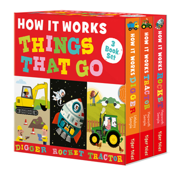 Hardcover How It Works: Things That Go 3-Book Boxed Set: Digger; Rocket; Tractor Book