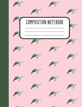 Composition Notebook: Pink and Green Turtle Designer College Ruled Lined Blank Notebook Journal Notepad