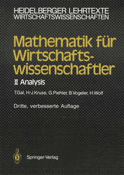 Paperback Mathematik Für Wirtschaftswissenschaftler: II Analysis [German] Book