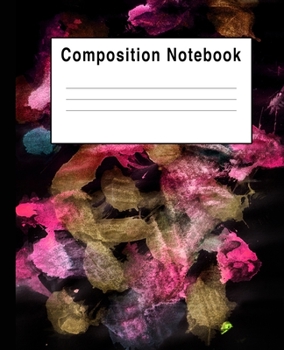 Paperback Composition Notebook: Pink Gold Watercolor Art Splats Book