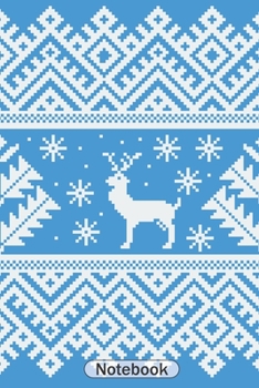 Notebook: christmas deer snowflake pattern journal with 110 lined pages , great christmas gift idea