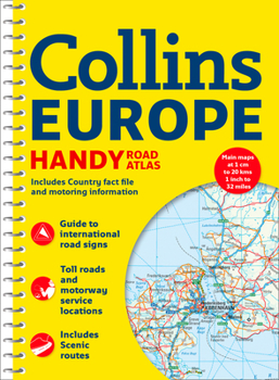 Spiral-bound Collins Europe Handy Road Atlas Book