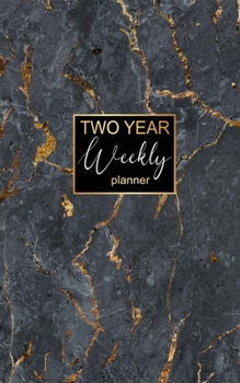 TWO YEAR Weekly Planner: 2 Year Pocket Calendar & Planner, Weekly Calendar Schedule Organizer and Hand Lettering Notebook. Planner, Notebook, U.S. Holidays. Gold Letter & Black Marble Background Cover