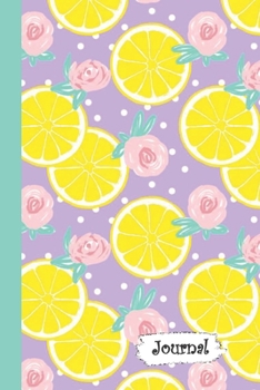 Paperback Journal: Citrus Lemon & Roses Purple Background Diary with Blank Lined Notebook Paper Book