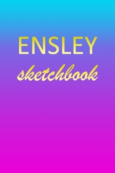 Paperback Ensley: Sketchbook - Blank Imaginative Sketch Book Paper - Pink Blue Gold Custom Letter E Personalized Cover - Teach & Practic Book