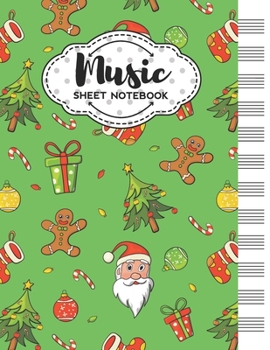 Paperback Music Sheet Notebook: Blank Staff Manuscript Paper with Christmas Themed Cover Design Book