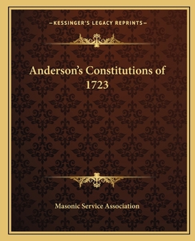 Paperback Anderson's Constitutions of 1723 Book