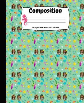 Paperback Composition: African American Mermaid Twins Wide Ruled School Notebook Book