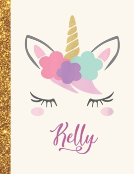 Paperback Kelly: Kelly Unicorn Personalized Black Paper SketchBook for Girls and Kids to Drawing and Sketching Doodle Taking Note Marbl Book