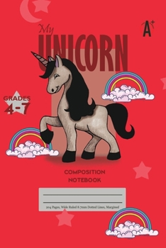 Paperback My Unicorn Primary Composition 4-7 Notebook, 102 Sheets, 6 x 9 Inch Red Cover Book
