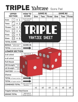 Paperback Triple Yahtzee Sheets: Triple Yahtzee Score Pads Book