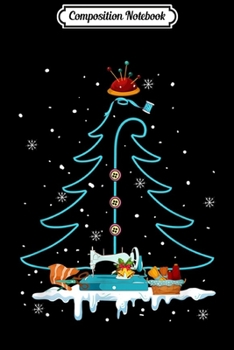 Paperback Composition Notebook: Merry Sewing Machine Christmas Tree Light Quilting Fabric Journal/Notebook Blank Lined Ruled 6x9 100 Pages Book