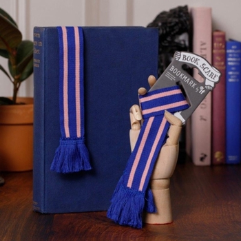 Misc. Book Scarf Bookmark - Blue & Pink Book