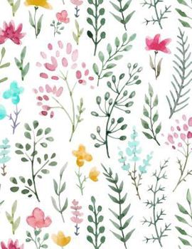 Blank Book Journal : Watercolor Flowers and Leaves Cover Notebook: 8. 5 X 11 Size, 120 Gray Lined Pages, COLLEGE Ruled!