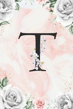 T: Cute Initial Monogram Letter T Productivity Planner and Daily Journal For Mindfulness and Productivity A 100 Day Daily To Do List Journal with Marble Pattern with White Flower Framed Print