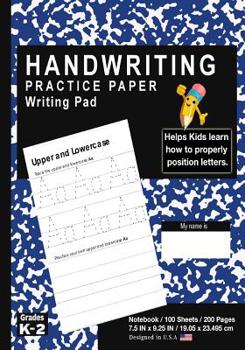 Paperback Handwriting Practice Paper Writing Pad: School Marble Blue - Kids Primary Journal Writing Tablet Notebook - For Learning Upper & Lowercase Alphabet AB Book