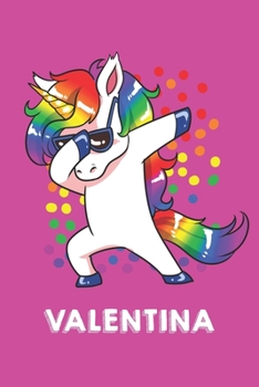Valentina: Personalisiertes Design Notizbuch Einhorn 120 linierte Seiten - Perfekte Geschenkidee f�r die Schuhe oder Weihnachten mit Vornamen DIN A5 (pink)