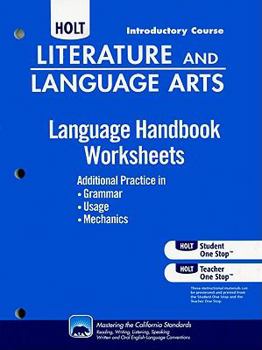 Paperback Literature and Language Arts Language Handbook Worksheets, Introductory Course: Additional Practice in Grammar Usage, and Mechanics Book