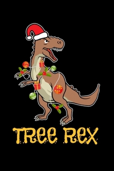 Paperback Notebook: T-Rex Tree Christmas Dino Funny Kids Gift 120 Pages, 6X9 Inches, Dot Grid Book