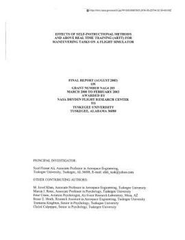 Paperback Effects of Self-Instructional Methods and Above Real Time Training (Artt) for Maneuvering Tasks on a Flight Simulator Book