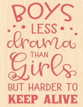Boys Less Drama Then Girls But Harder To Keep Alive: Lined Journal: Journal Notebook Diary: Best Gift for Moms, Daily Moments and Milestones | A ... Composition Book/Journal To Write Anything