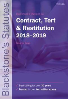 Paperback Blackstone's Statutes on Contract, Tort & Restitution 2018-2019 Book