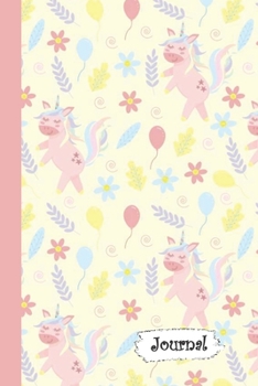 Journal: Pink Unicorn Flowers & Balloons Diary with Blank Lined Notebook Paper