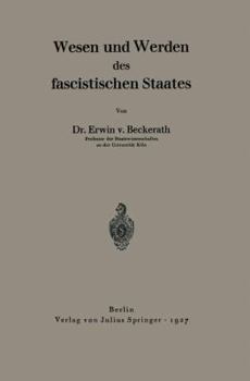 Paperback Wesen Und Werden Des Fascistischen Staates [German] Book